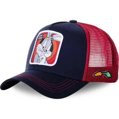 Anime Cartoon Snapback Cap - Cotton Mesh Trucker Hat for Men & Women Hip Hop Dad Style