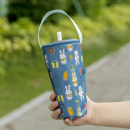 Portable Milk Tea Tote Bag – Insulated Heat Preservation Cup Carrier, Handbag for Drinks, Umbrella, and Camping Accessories
