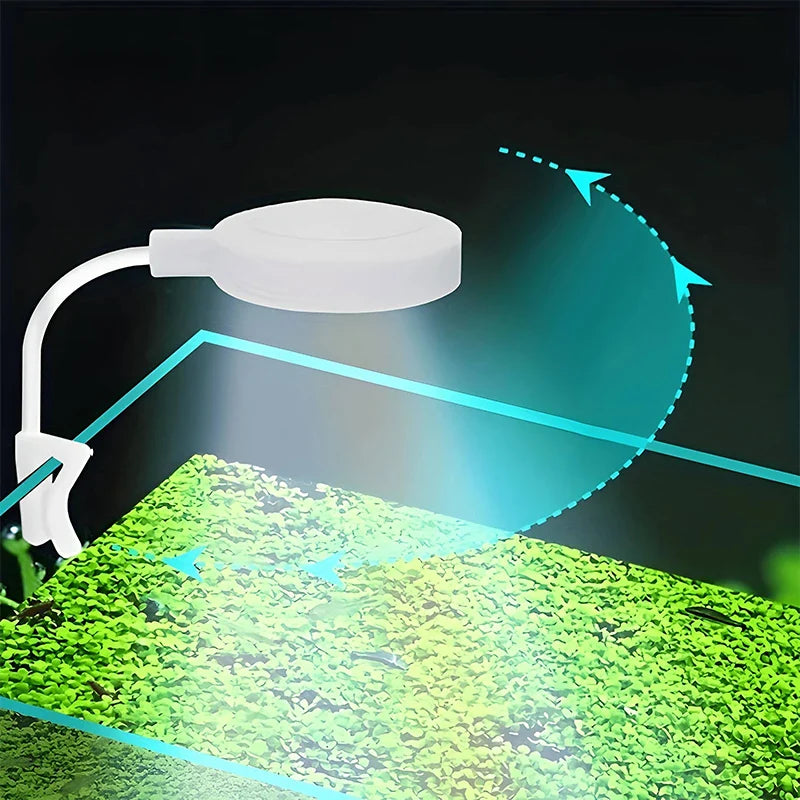 LED Aquarium Light with Adapter – Clip-On Full Spectrum USB Light, 360° Rotating for Fish Tanks