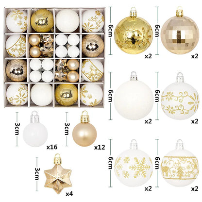 Christmas Ball Ornament Set – Large Xmas Tree Hanging Pendants with Snowflake Design for Home Decor & 2025 New Year Party Gifts