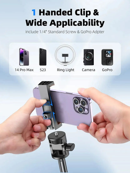 Selfie Stick Tripod for iPhone 15-12, Pro Max, Samsung & GoPro – Lightweight with Wireless Bluetooth Remote & Tripod Stand