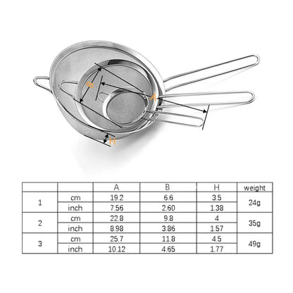 Stainless Steel Fine Mesh Flour Sifter with Handle – Baking Strainer & Sieve Accessory
