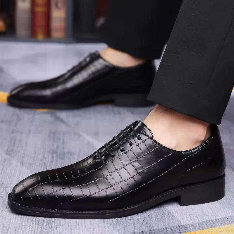 Men’s Luxury Leather Brogue Oxford Shoes - Retro Carved Lace-Up Wedding & Business Dress Shoes for Office Wear