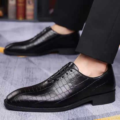 Men’s Luxury Leather Brogue Oxford Shoes - Retro Carved Lace-Up Wedding & Business Dress Shoes for Office Wear