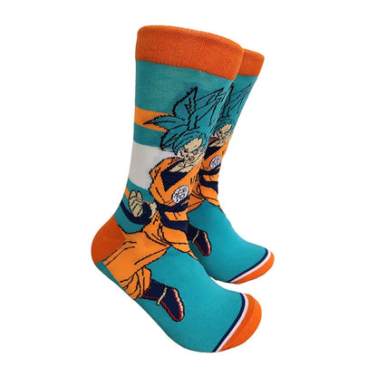 Men’s Dragon Ball Anime Mid Tube Socks - Bandai Cartoon Character Cotton Crew Socks