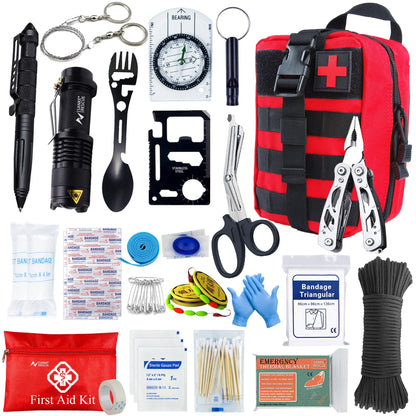 Survival First Aid Kit - MOLLE Outdoor Emergency Trauma Bag for Camping Hiking IFAK EDC Adventure Gear