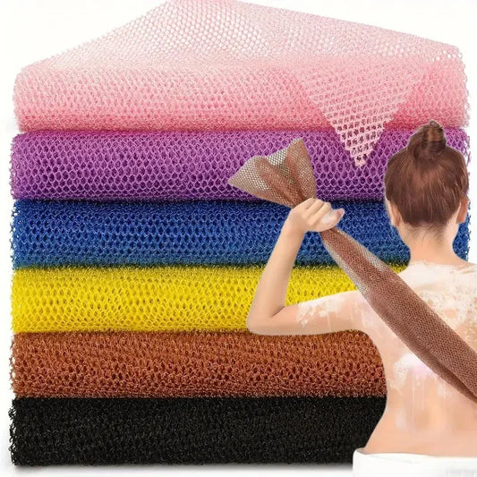 African Exfoliating Bath Sponge - Double-Sided Mesh Body Scrub Towel for Smooth Skin
