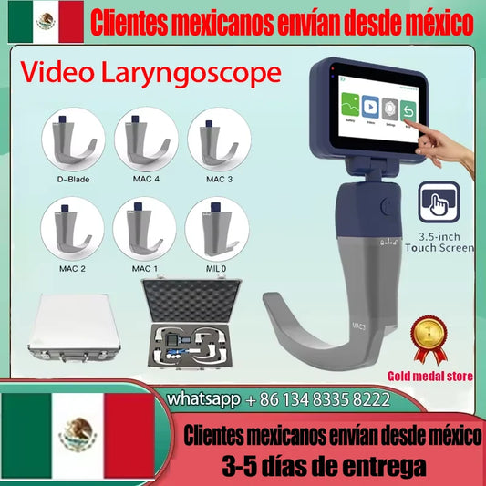 3.5-Inch Touch Screen Video Laryngoscope with Reusable Sterilizable Blades – Digital Laryngoscope, Mexico Warehouse Delivery