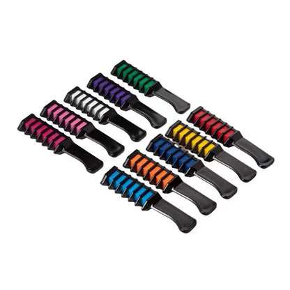 10-Color Hair Dye Comb Set – Multi-Color Disposable Hair Coloring Makeup Toy Kit for Girls