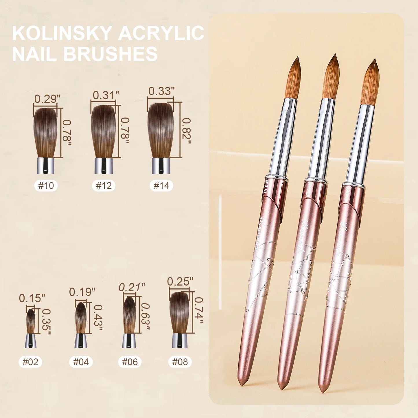 Premium Kolinsky Acrylic Nail Brush with Round Shaped Handle - High-Quality Bristles for Precise Acrylic Application - Nailar's Choice for Stunning Nail Art