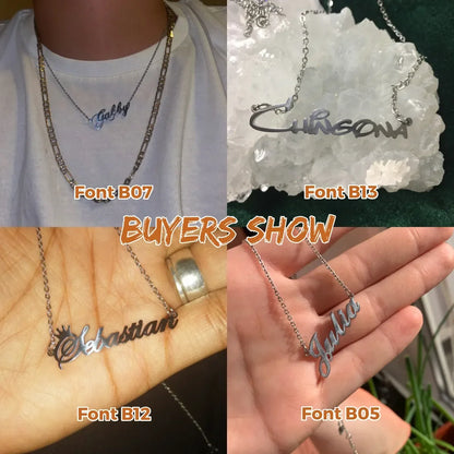 Sipuris Custom Name Necklace - Personalized Gold Stainless Steel Choker Jewelry Gift for Women & Men Wedding Style