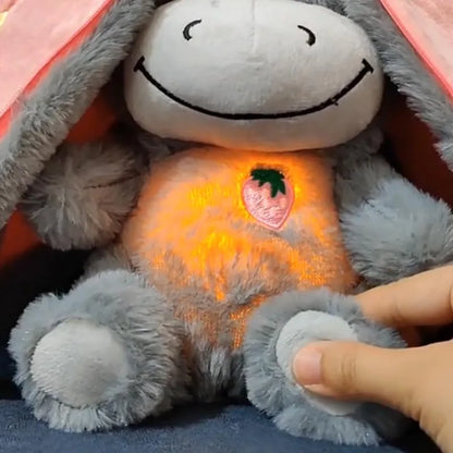 Baby Strawberry Donkey Plush Toy – 30cm Stuffed Fruit Transform Breathing Sleeping Doll, Perfect Birthday Gift for Kids
