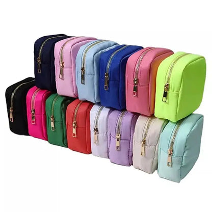 Multi-Color Nylon Cosmetic Bag - Large Zipper Makeup Pouch & Toiletry Organizer for Women and Girls