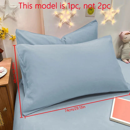 Matte Solid Color Pillowcase - Soft Pocket Sealed Bedroom Bedding Cover