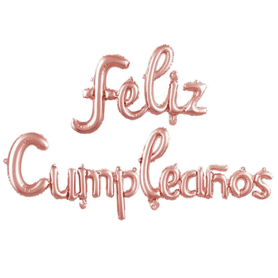 Spanish Happy Birthday Letter Balloons - Lowercase Conjoined Alphabet Foil Globos, Ideal for Birthday Party Decorations and Baby Showers