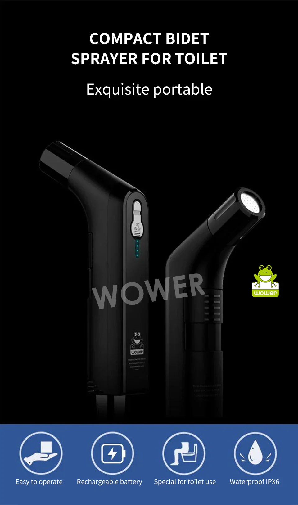 2.5L Portable Electric Bidet | Rechargeable Shataf Hand Sprayer for Personal Hygiene, Travel & Camping
