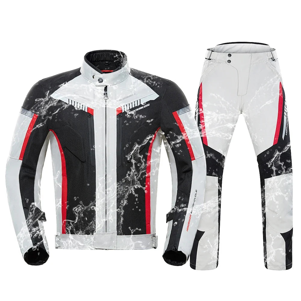 HEROBIKER Waterproof Motorcycle Jacket - Men’s Racing Riding Gear With EVA Protection Moto Pants Clothing Set