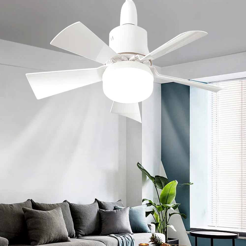 30W Ceiling Fan with LED Light – Dimmable Remote Control, E27 Base Smart Fan for Bedroom & Living Room