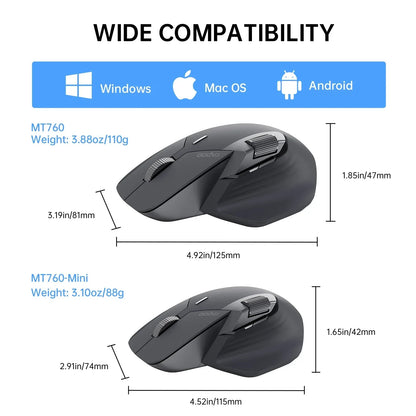 Rapoo MT760L/MT760M Multi-Mode Wireless Mouse – Ergonomic Rechargeable Bluetooth Mouse 4000DPI, Supports 4 Devices