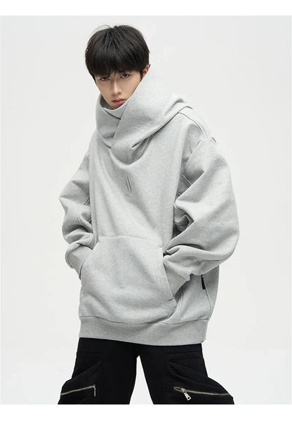 Autumn Ninja Streetwear Turtleneck Hoodie for Men – Letter Embroidered Hip Hop Fashion Sweatshirt, Y2K Vintage Fleece