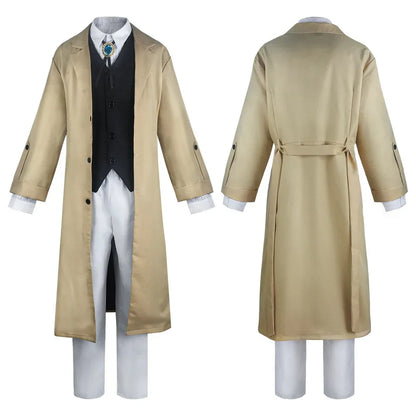 Dazai Cosplay Costume - Detective Dazai Osamu Trench Coat, Shirt, Vest & Pants Set for Adults - Halloween Party Outfit
