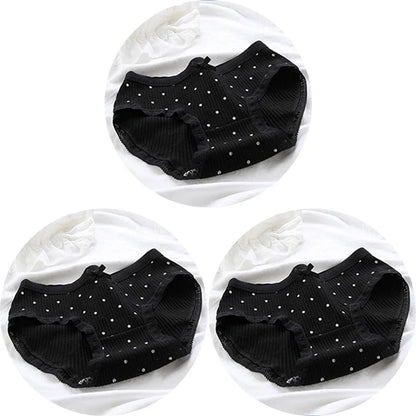 3 Pcs Women’s Cotton Panties Set - Seamless Soft Mid-Waist Black Briefs Skin-Friendly Female Lingerie Underwear