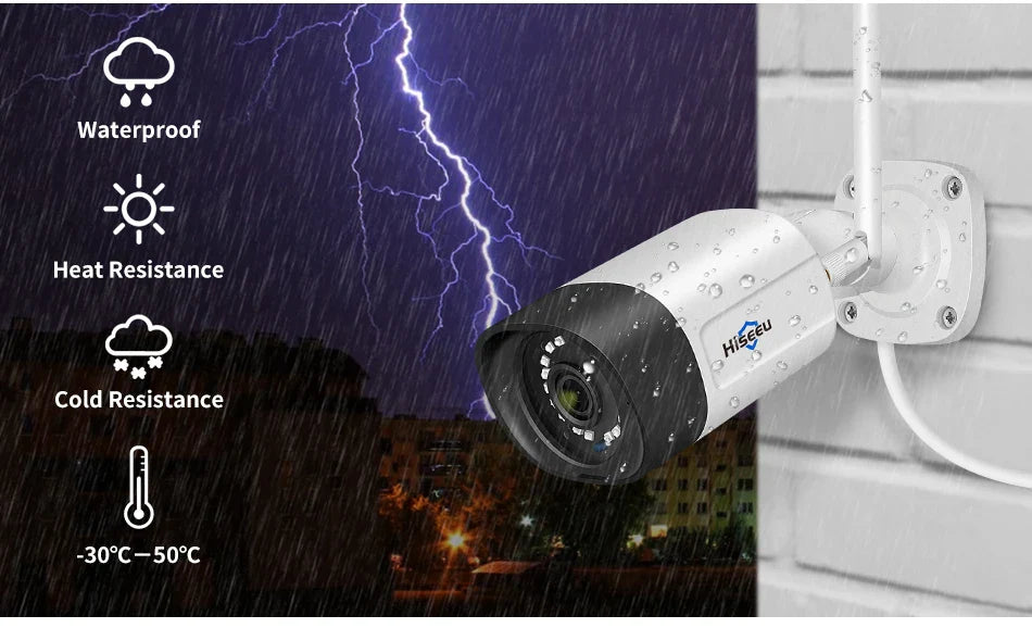 Hiseeu 10CH 5MP WiFi Security Camera System — H.265 NVR with Color Night Vision, Human Motion Detection & 2-Way Audio Outdoor Cameras