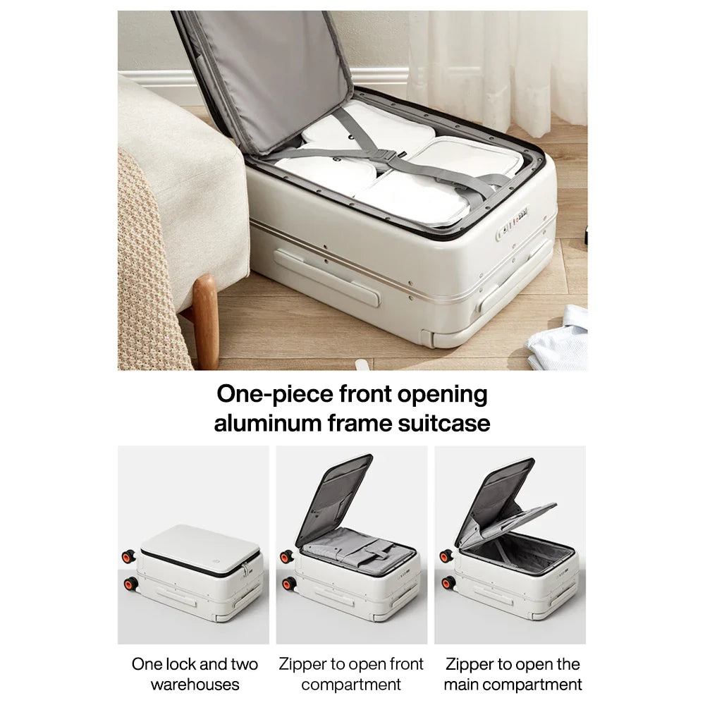 Mixi 20" Wide Handle Carry-On Suitcase — New Design Travel Trolley with Aluminum Frame, Unisex PC Luggage M9275