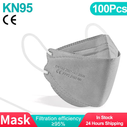 10-200PCS FFP2 Fish-Shaped KN95 Face Masks – Certified Protective Mascarillas for Adults, Multiple Colors