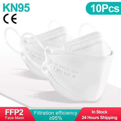 10-200PCS FFP2 Fish-Shaped KN95 Face Masks – Certified Protective Mascarillas for Adults, Multiple Colors