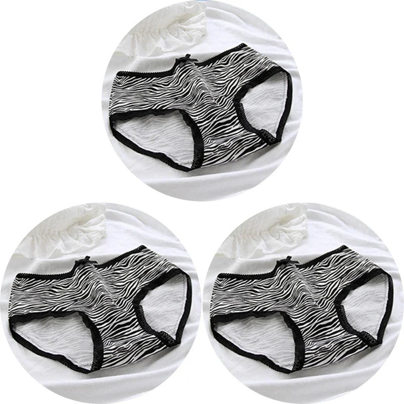 3 Pcs Women’s Cotton Panties Set - Seamless Soft Mid-Waist Black Briefs Skin-Friendly Female Lingerie Underwear