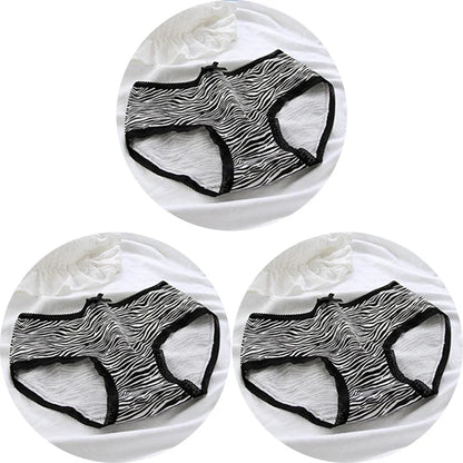 3 Pcs Women’s Cotton Panties Set - Seamless Soft Mid-Waist Black Briefs Skin-Friendly Female Lingerie Underwear