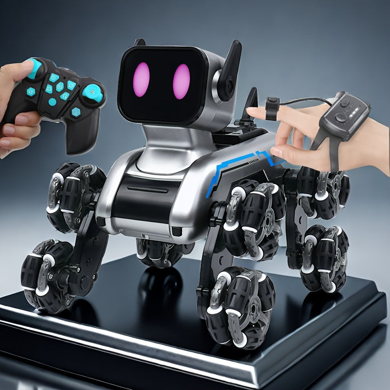 2024 Upgraded 8WD Stunt Robot Dog - Dual-Electric, Eight-Wheeled, Intelligent Gesture Control, Spray Drift and Climbing Features, Deformable Electric Toy Car, Ideal Children's Gift