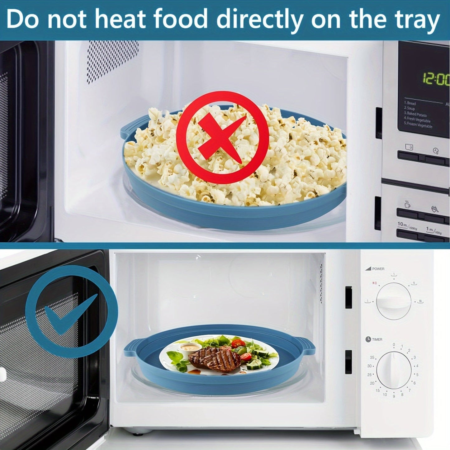 GDDGCUO Multi-Ply Microwave Splatter Cover with Tray Set – 10.6 Inch BPA-Free Splash Guard Plate, Food-Safe Lid, Fits Most Dishes, Available in Blue/Gray/Red/Green