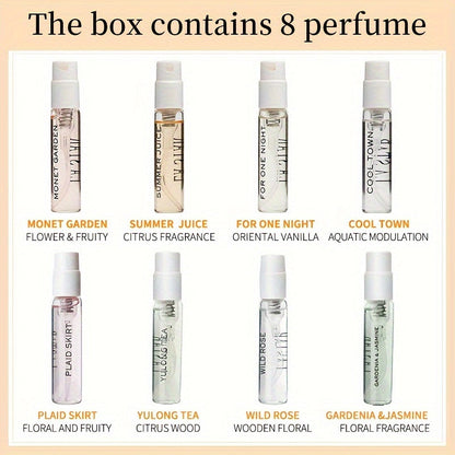LASTAR 8-Piece Perfume Gift Set - 0.1oz Each - Long-Lasting Fragrance for Men and Women - Classic Floral Notes - Perfect for Dates, Travel, and Holiday Presents