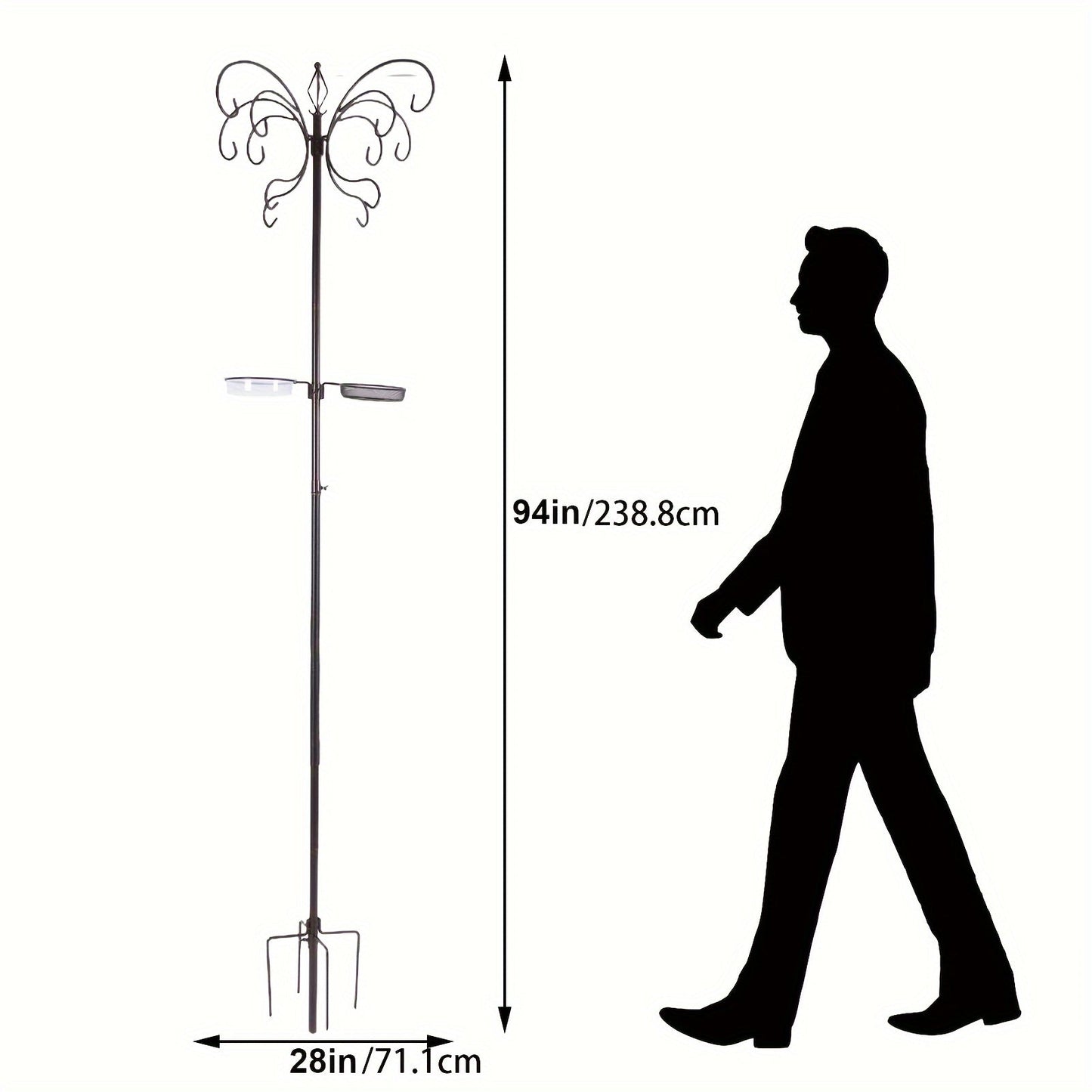 94-Inch Metal Bird Feeding Station – Complete Multi-Feeder Kit with 4 Feeders, Water Bowl & Food Tray