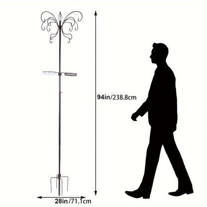 94-Inch Metal Bird Feeding Station – Complete Multi-Feeder Kit with 4 Feeders, Water Bowl & Food Tray