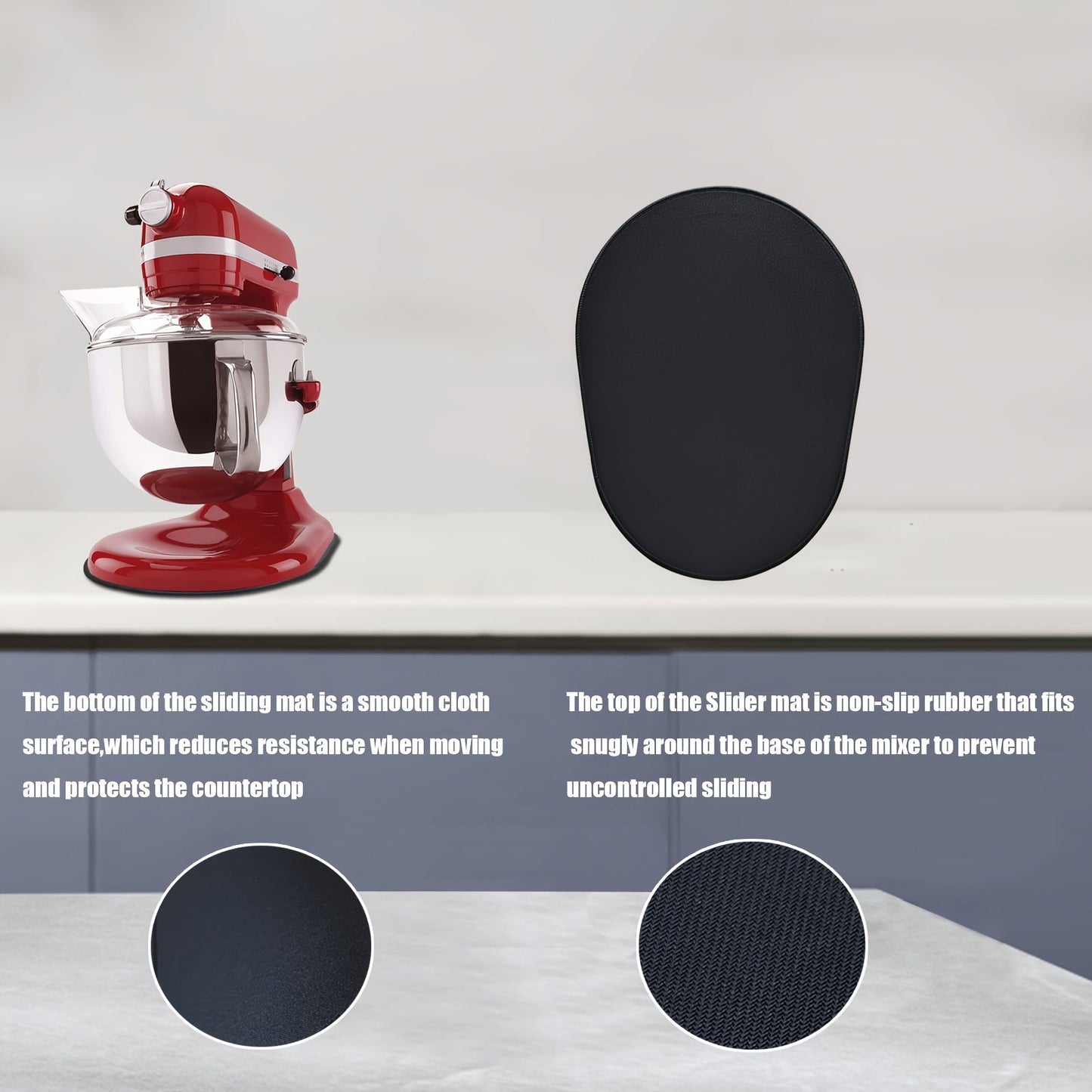 Sliding Mat for KitchenAid Mixer – Mover Slider Pad for 5-8 Qt Bowl Lift Stand Mixer – Compatible with 4.5-5 Qt Tilt-Head Kitchen Mixers