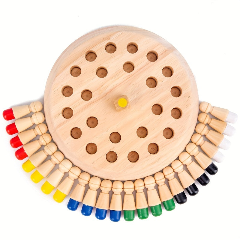 Wooden Memory Match Stick Chess - Portable Brain Teaser Puzzle Game for Kids and Adults, Ages 3-6, Enhances Cognitive Skills, Ideal for Travel and Gifting