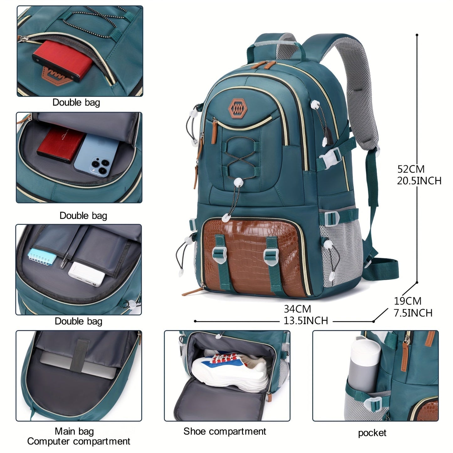 Outdoor Travel Backpack – Large Capacity Sports and Camping Backpack with Laptop Compartment and Shoe Storage, Ideal for Men and Women, School Bags, Gifts for Easter and Valentine's Day
