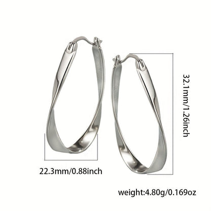 Elegant Sterling Silver Mobius Hoop Earrings - Hypoallergenic, Nickel-Free and Lead-Free, Perfect for Casual Wear or Gifting
