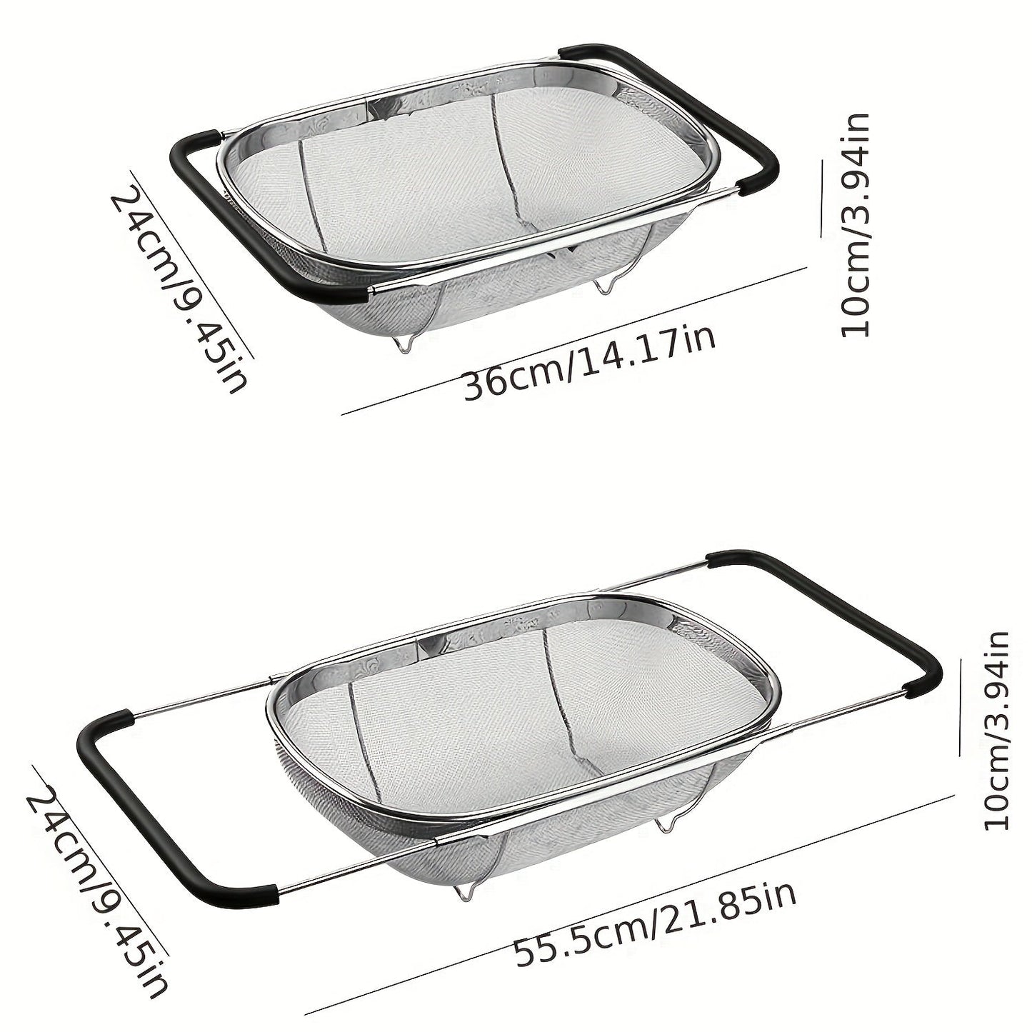 Stainless Steel Sink Colander and Vegetable Washing Basket - Adjustable Strainer Rack for Fruits and Vegetables - Multifunctional Kitchen Gadgets and Accessories