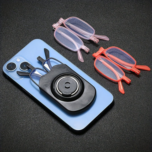 Folding Reading Glasses - Retro Computer Presbyopic Readers with Phone Holder for Men and Women (+1.0 to +4.0)