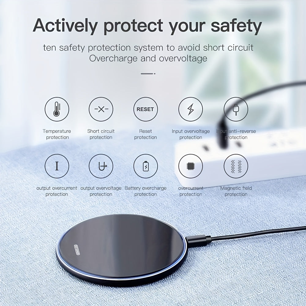 15W Fast Wireless Charger for iPhone 15/14/13/12 Pro Max/Mini, AirPods and Samsung Galaxy S24/S23/S22/S21 Series – Compatible with Note and Z Fold/Z Flip