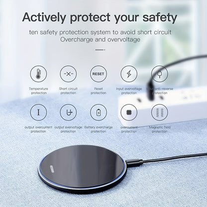 15W Fast Wireless Charger for iPhone 15/14/13/12 Pro Max/Mini, AirPods and Samsung Galaxy S24/S23/S22/S21 Series – Compatible with Note and Z Fold/Z Flip