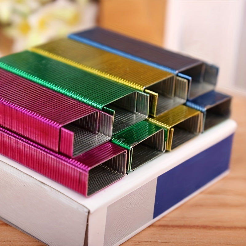 1000pcs Colorful Stapler Set - Universal Office Supplies for Document and Book Stapling, Made of Durable Metal Materials