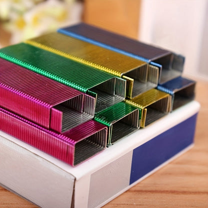 1000pcs Colorful Stapler Set - Universal Office Supplies for Document and Book Stapling, Made of Durable Metal Materials