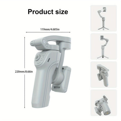 3-Axis AI Smartphone Gimbal Stabilizer Plus - Advanced Object & Face Tracking, 360° Rotation, LED Light, Tripod, Anti-Shake, Wireless Rechargeable Battery for TikTok Videos