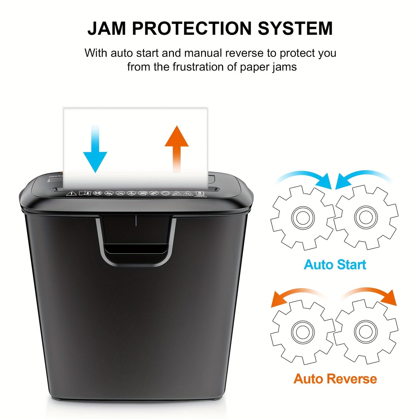 8 Sheet Strip-Cut Paper Shredder for Home Office - High-Capacity, Destroys CDs & Credit Cards, 3.4-Gallon Wastebasket - Features Overheat Protection and Jam-Free Operation
