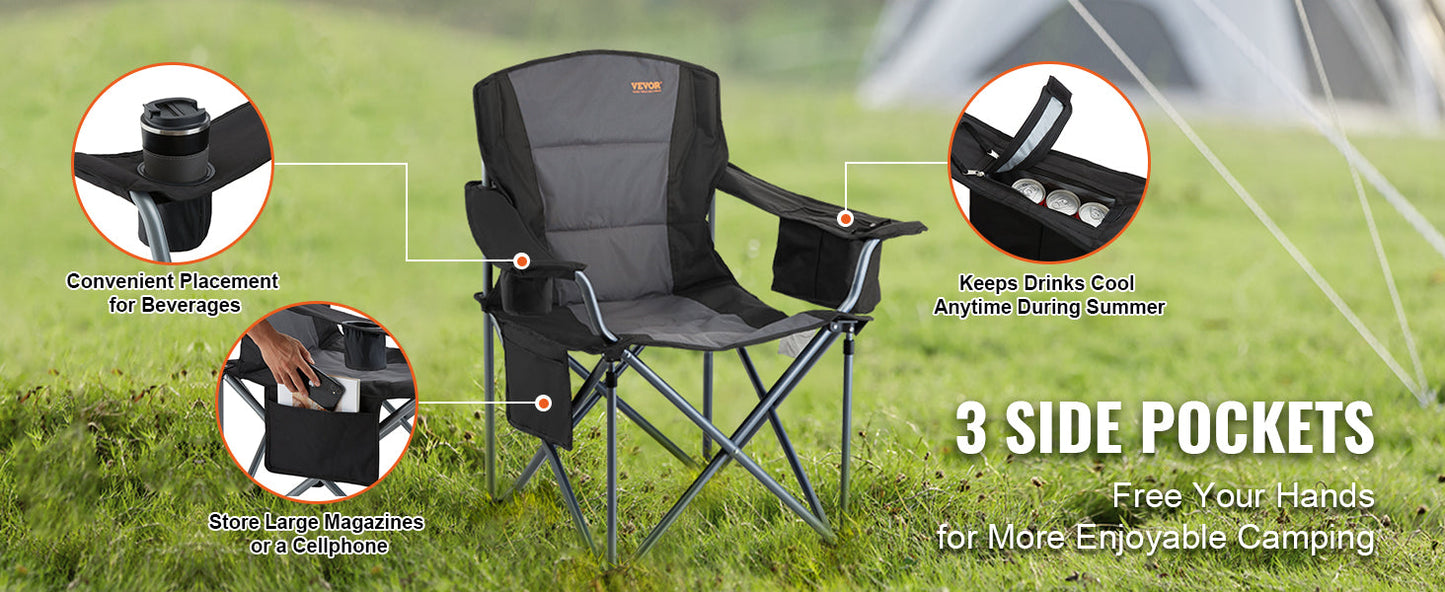 VEVOR Outdoor Camping Chair – 350lbs Ultralight Folding Portable Seat for Beach, Hiking, Picnic & Fishing